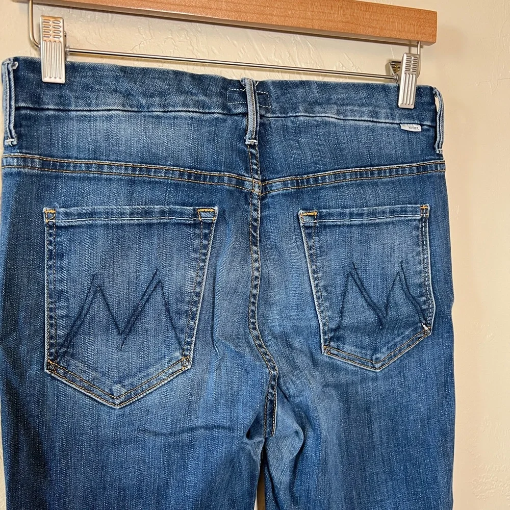 MOTHER Denim Jeans Size 30 High Rise Skinny Raw Hem Medium Wash - Picture 3 of 6